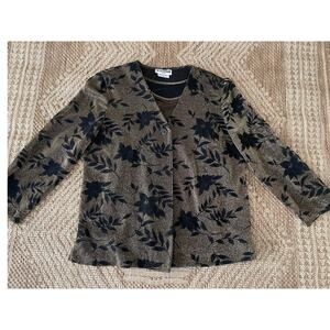 Vintage Joan Leslie Petite SZ 14P  bronze and black cardigan top combo evening